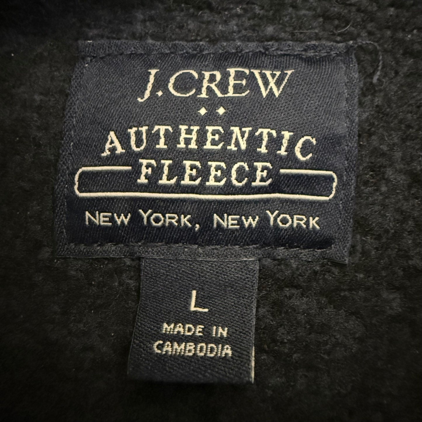 J. Crew Mens Authentic Fleece Navy Blue Marled Snap Mock Neck Pullover Large