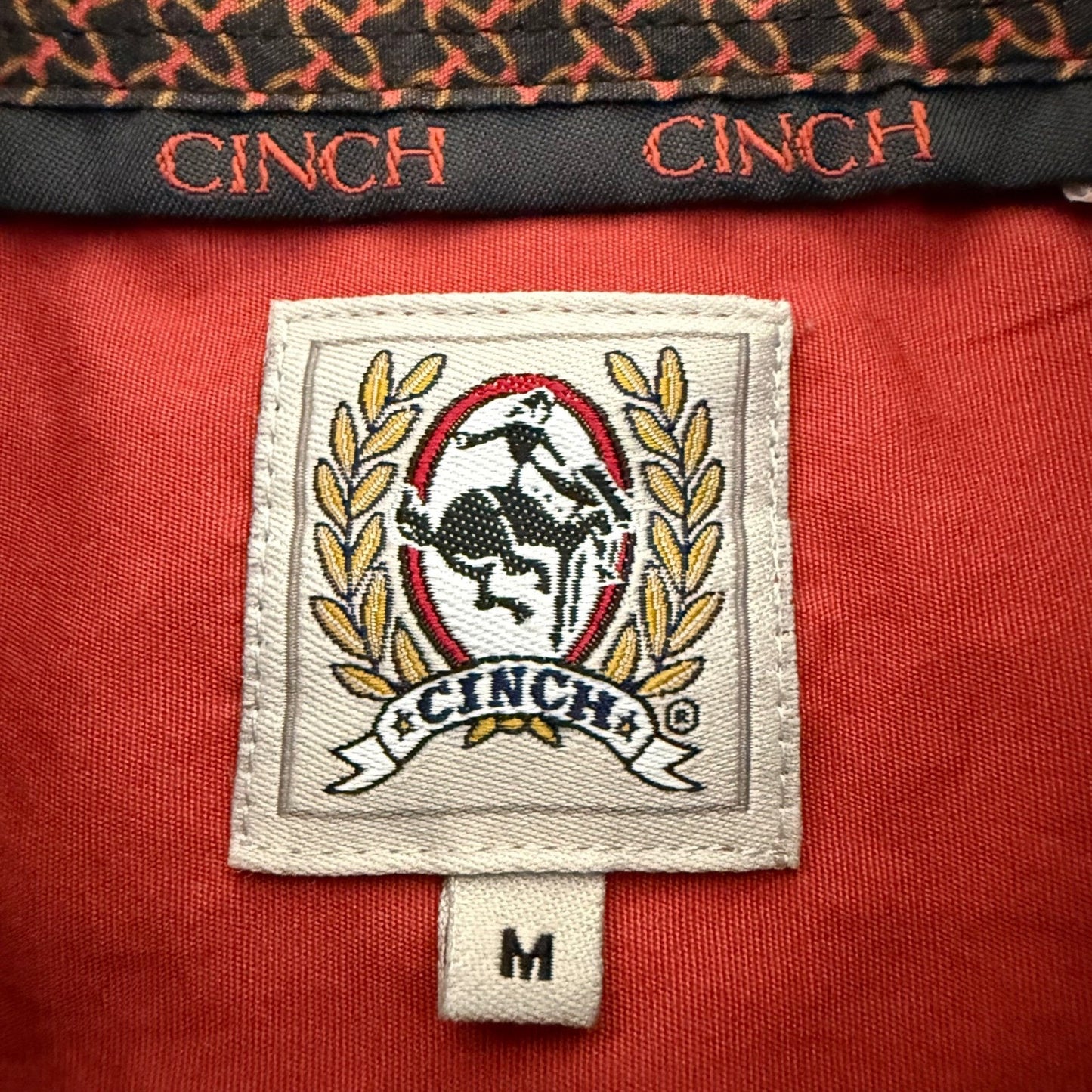 Cinch Western Shirt Mens Medium Red Button Down Long Sleeve Cowboy Rodeo Casual