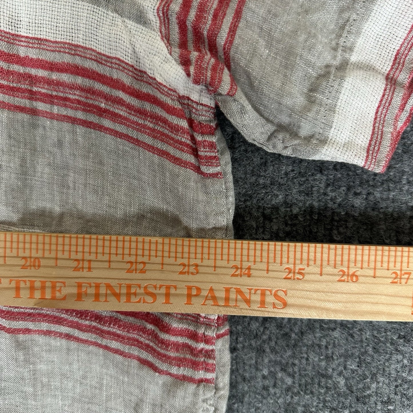 Tasso Elba Shirt Mens XL Grey Red 100% Linen Short Sleeve Button Up Casual Adult