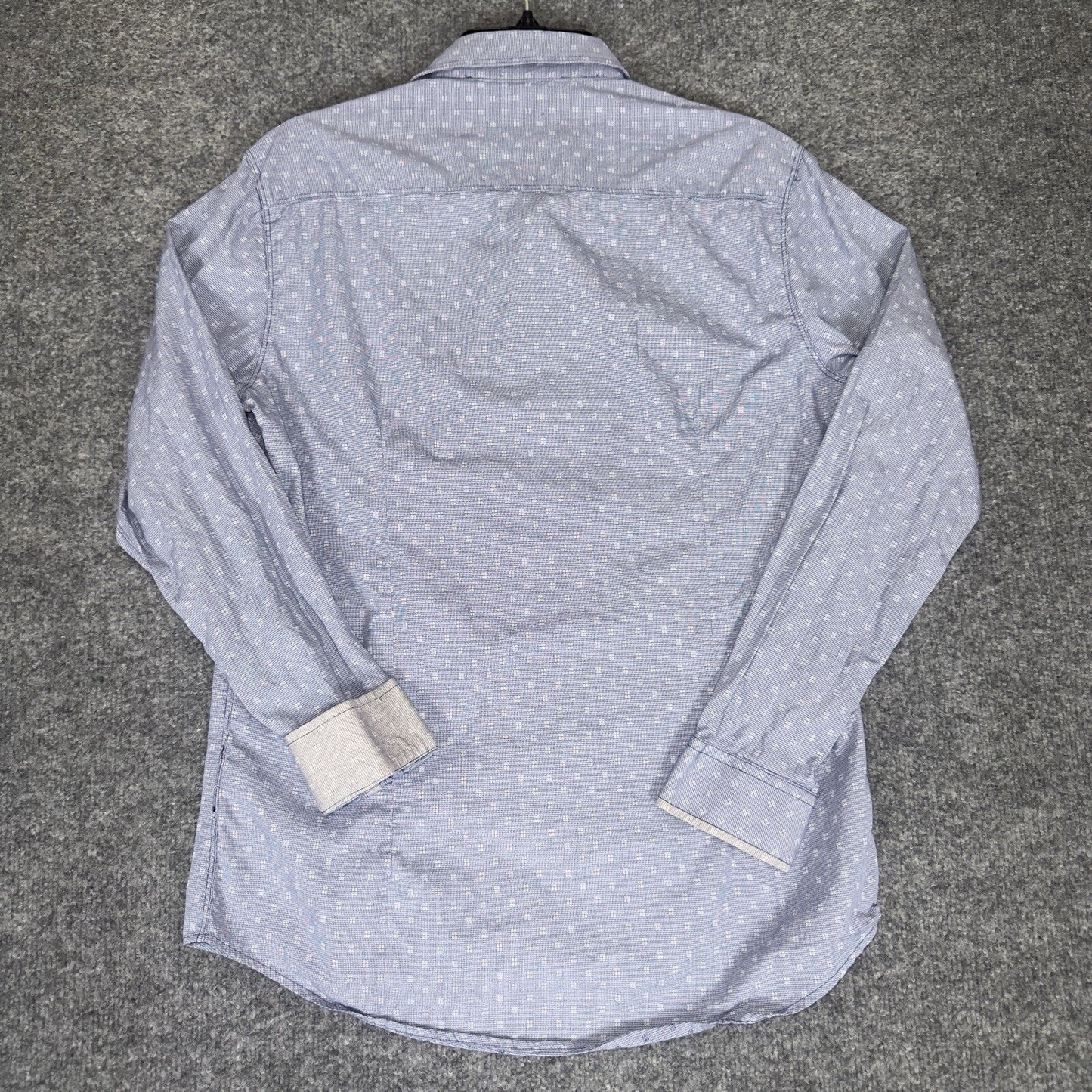 7 Diamonds Shirt Mens M Blue Flip Cuff Pearl Snap Long Sleeve Button Up Adult