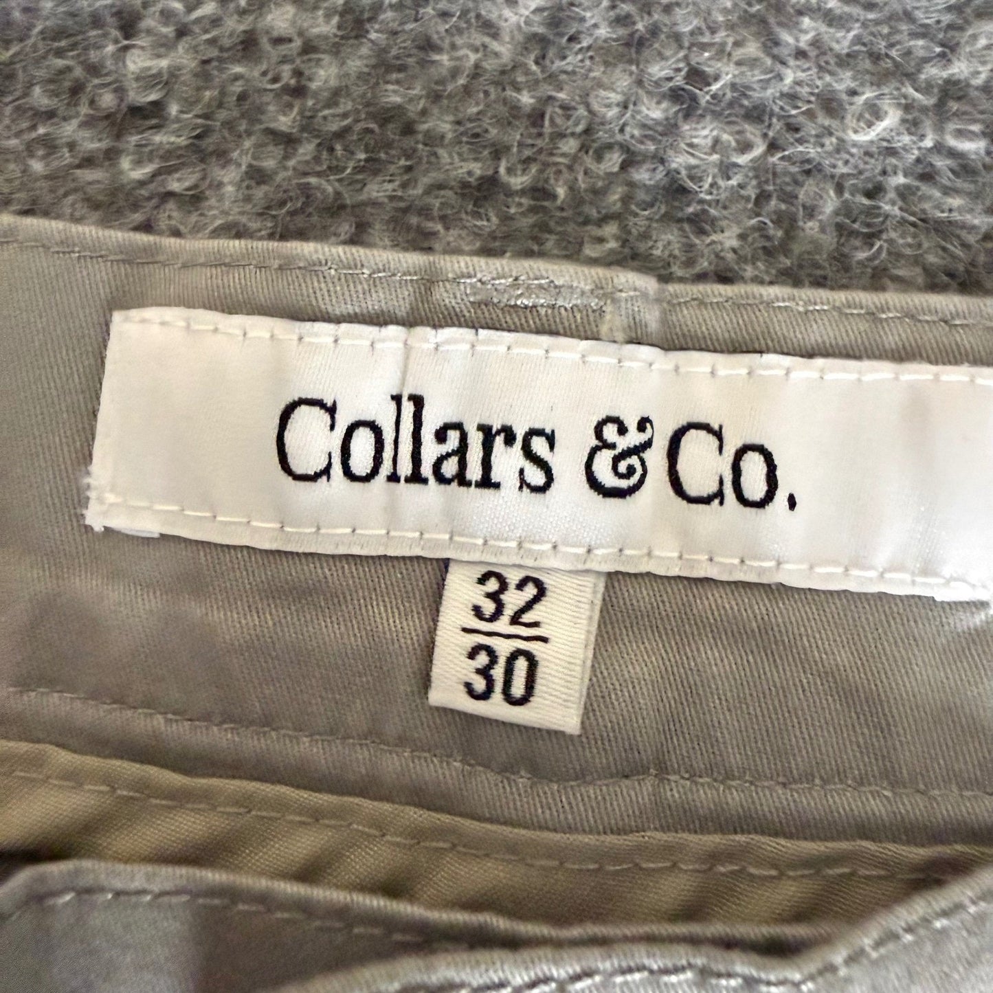 Collars & Co Mens 32x30 Chino Pants Grey 5-Pocket Cotton Stretch Straight Leg