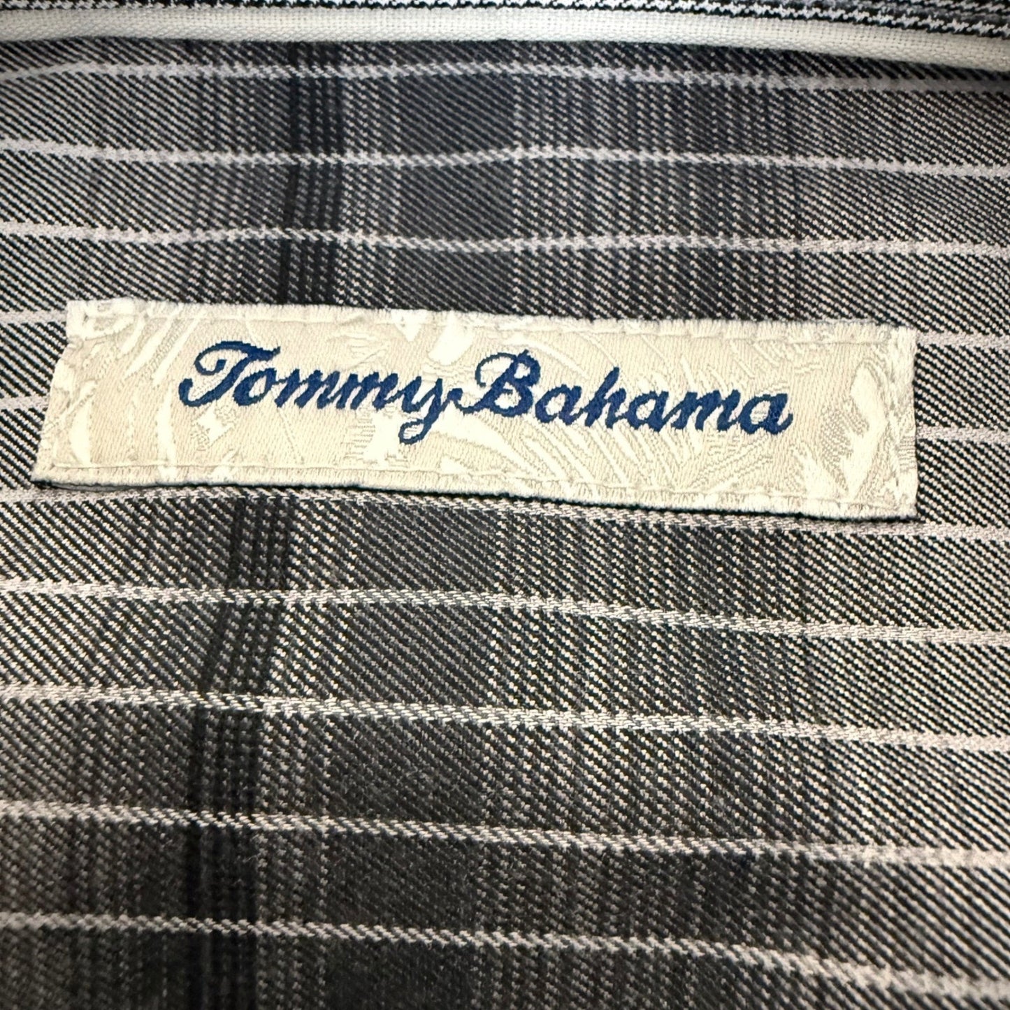 Tommy Bahama Silk Blend Shirt Gray Striped Button Long Sleeve Mens Large Casual