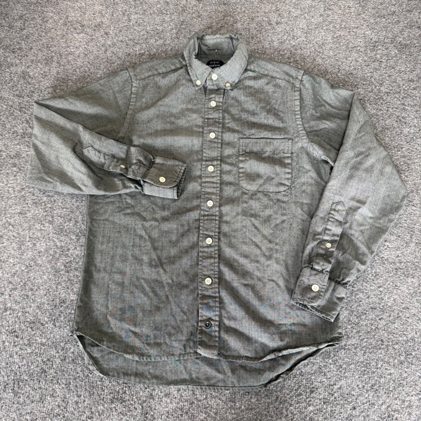 Civic by Taylor Stitch Mens Gray Merino Wool Sorona Button Down Shirt Size 36 XS