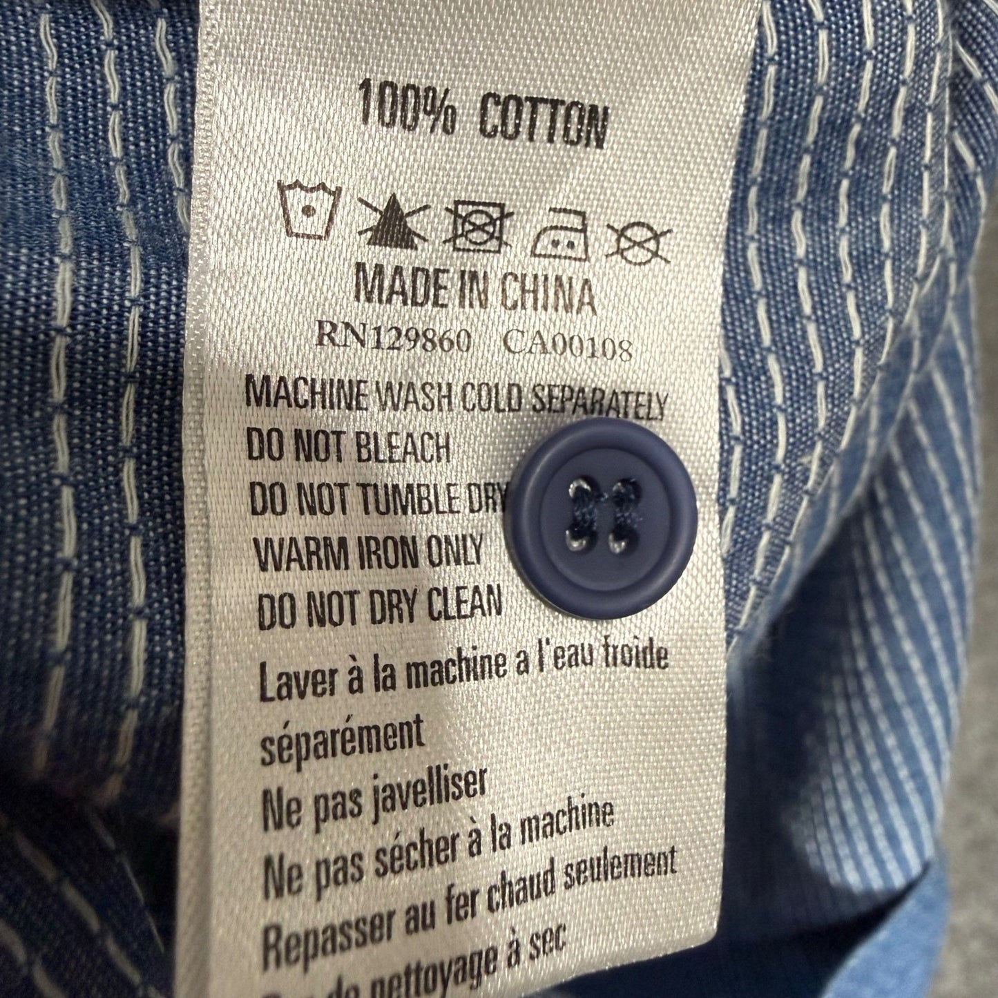 Rhythm. Huckberry Mens Medium Micro Dot Blue Cotton Short Sleeve Button Up Shirt