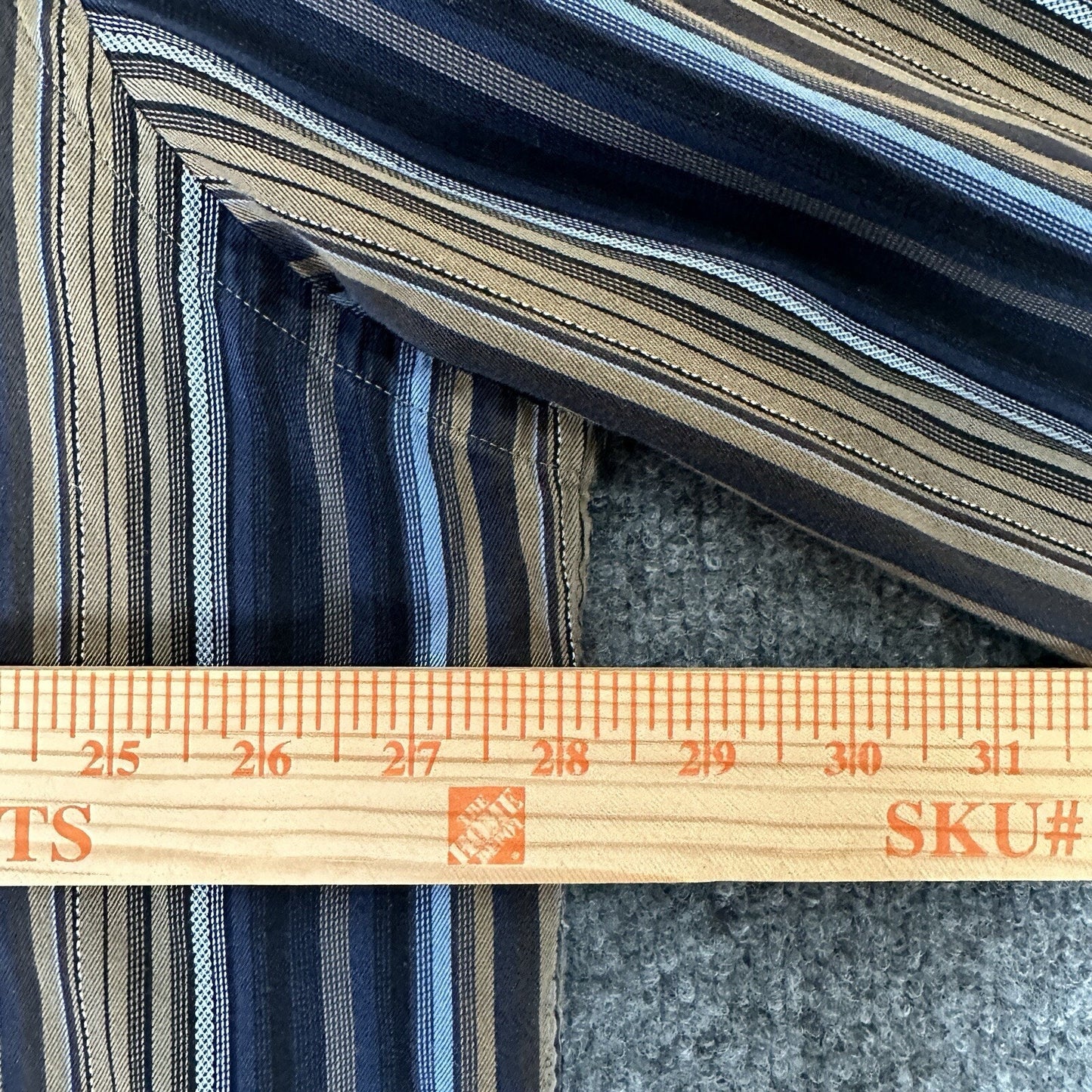 Tasso Elba Shirt Mens 2XL Brown Blue Striped Button Up Long Sleeve Cotton Pocket