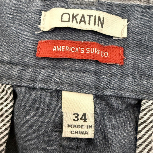 Katin Shorts Mens 34 Gray Chino Surf Flat Front Casual Beach Lightweight Cotton