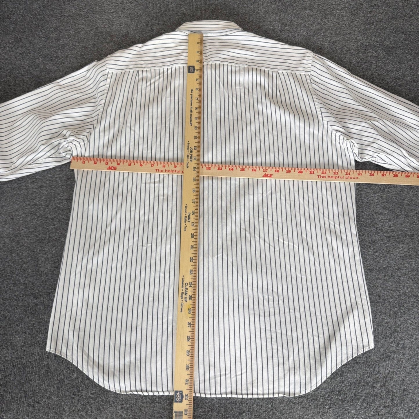 Banana Republic Mens XL 17-17.5 White Blue Striped Cotton Long Sleeve Button Up