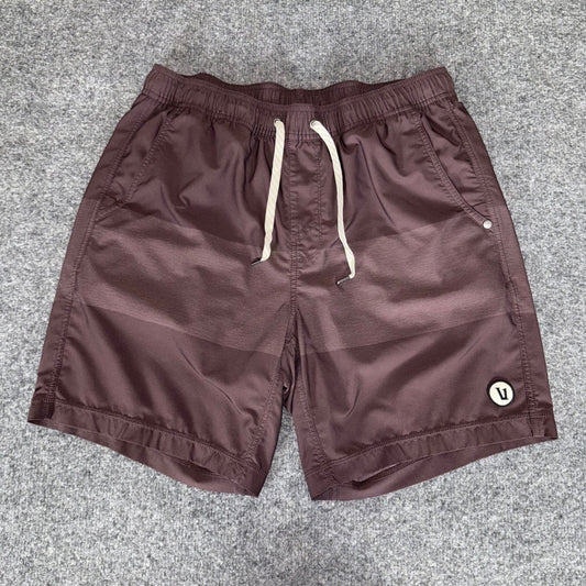 Vuori Kore Shorts Mens 30 Burgundy Striped Lined Athletic Gym Training Workout
