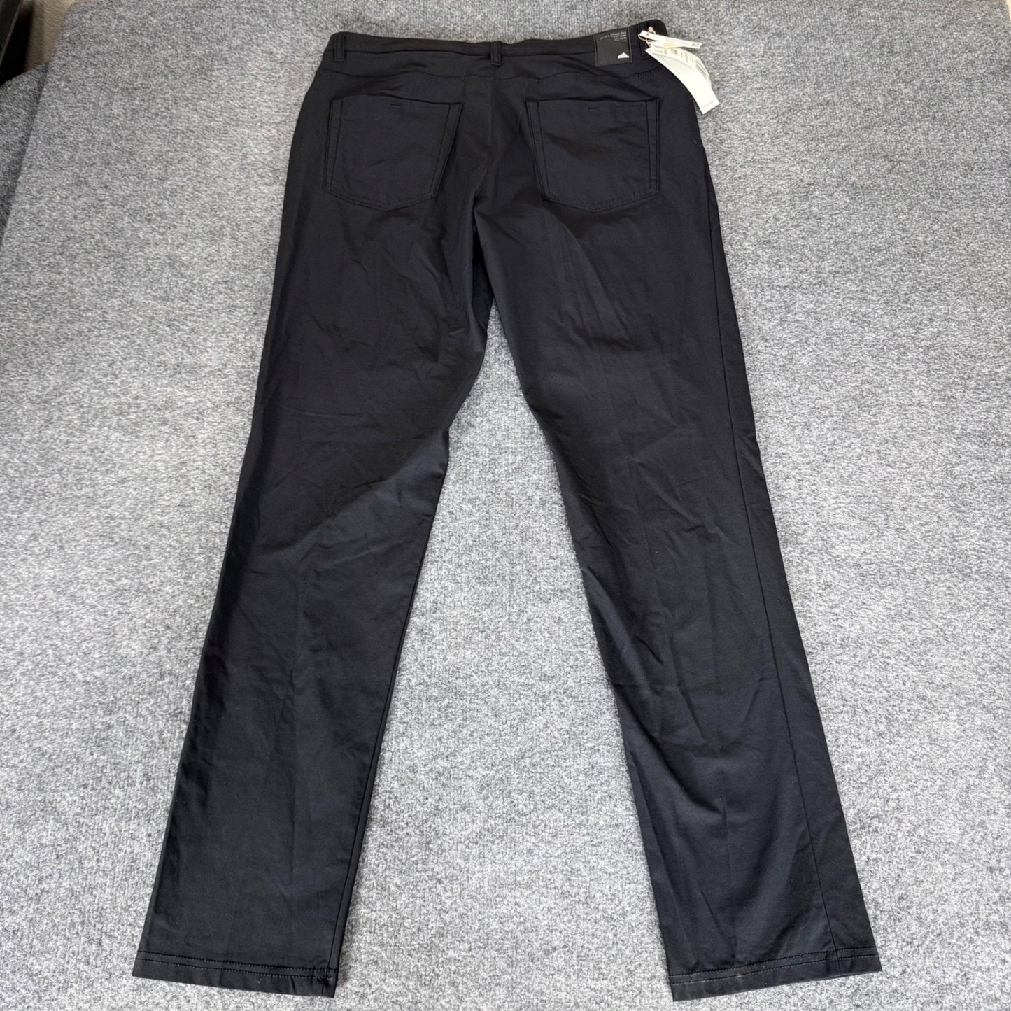 Adidas Golf Go-To 5 Pocket Pants Mens 34x33 Black Tapered Fit Stretch UPF 50+