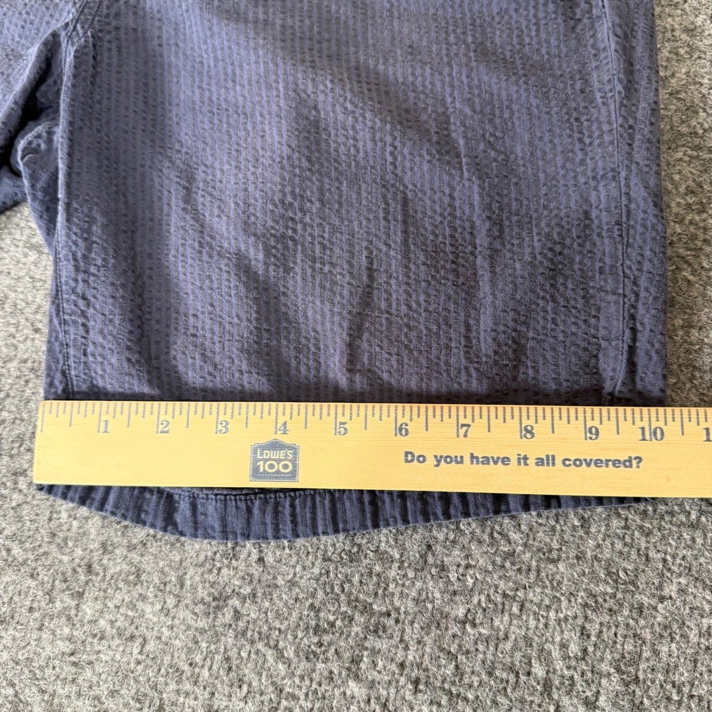 Outerknown Mens Large Navy Blue Seersucker Shorts Sustainable Casual Surf Summer