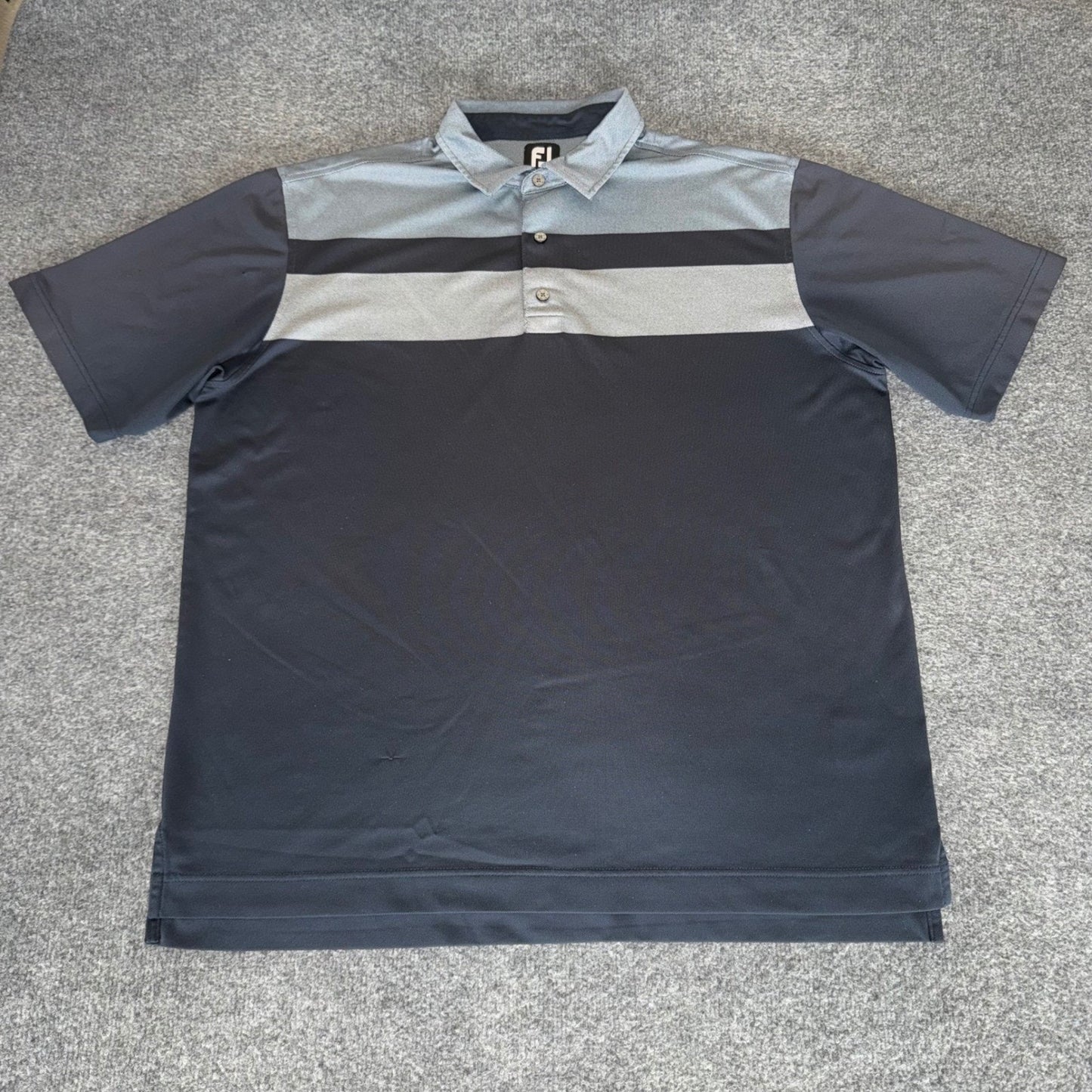 FootJoy FJ Golf Polo Shirt Mens XL Grey Striped Short Sleeve Performance Office