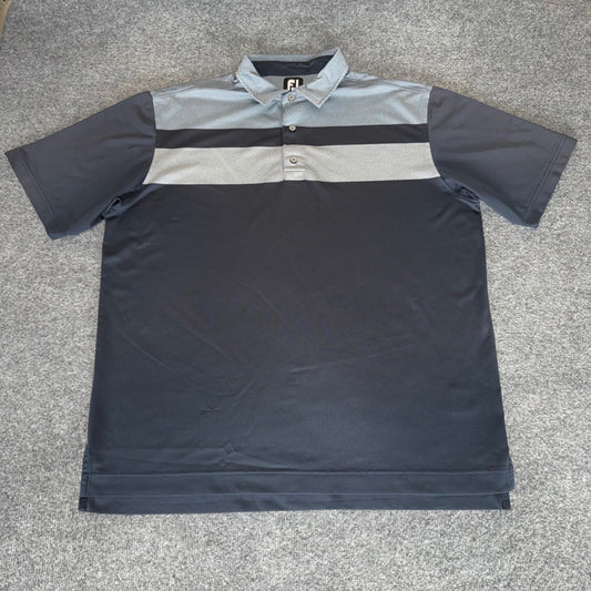 FootJoy FJ Golf Polo Shirt Mens XL Grey Striped Short Sleeve Performance Office