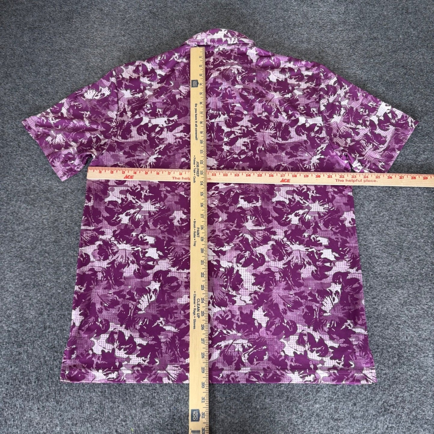 Ben Hogan Mens Large Purple Floral Abstract Performance Golf Polo Shirt Stretch