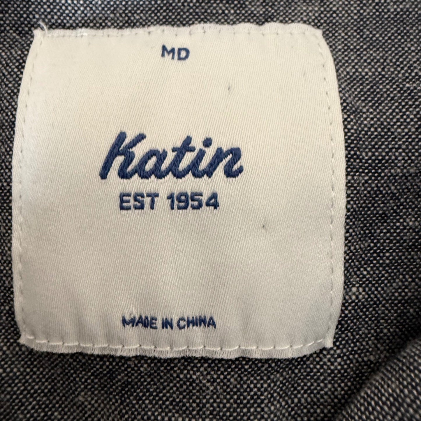 Katin Mens Medium Gray Cotton Linen Short Sleeve Button Up Shirt Casual Surf