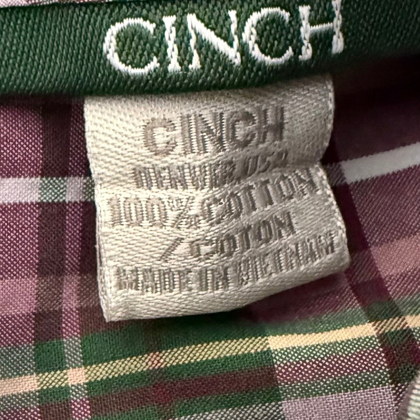 Cinch Western Plaid Shirt Mens Small Long Sleeve Button Down Cowboy Rodeo