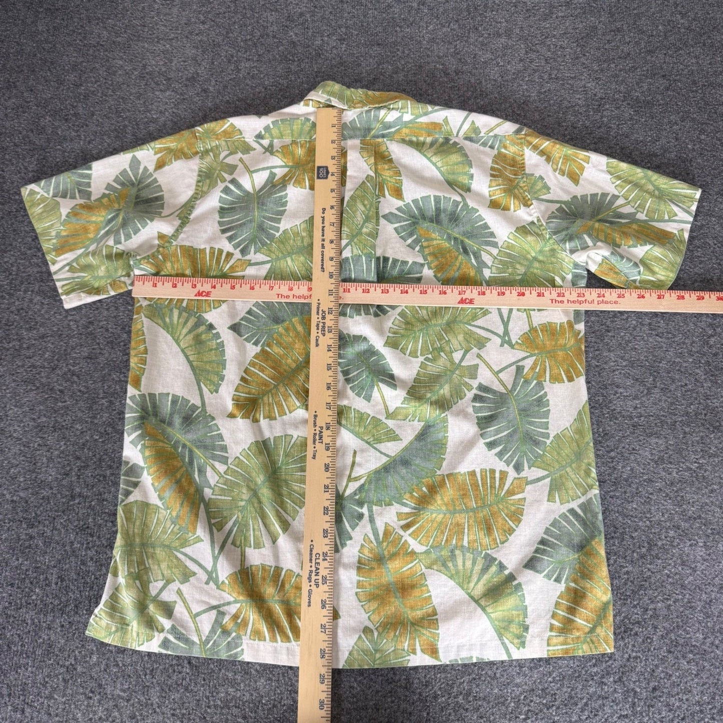 Reyn Spooner Mens Hawaiian Shirt Medium Green Gold Banana Leaf Popover Casual