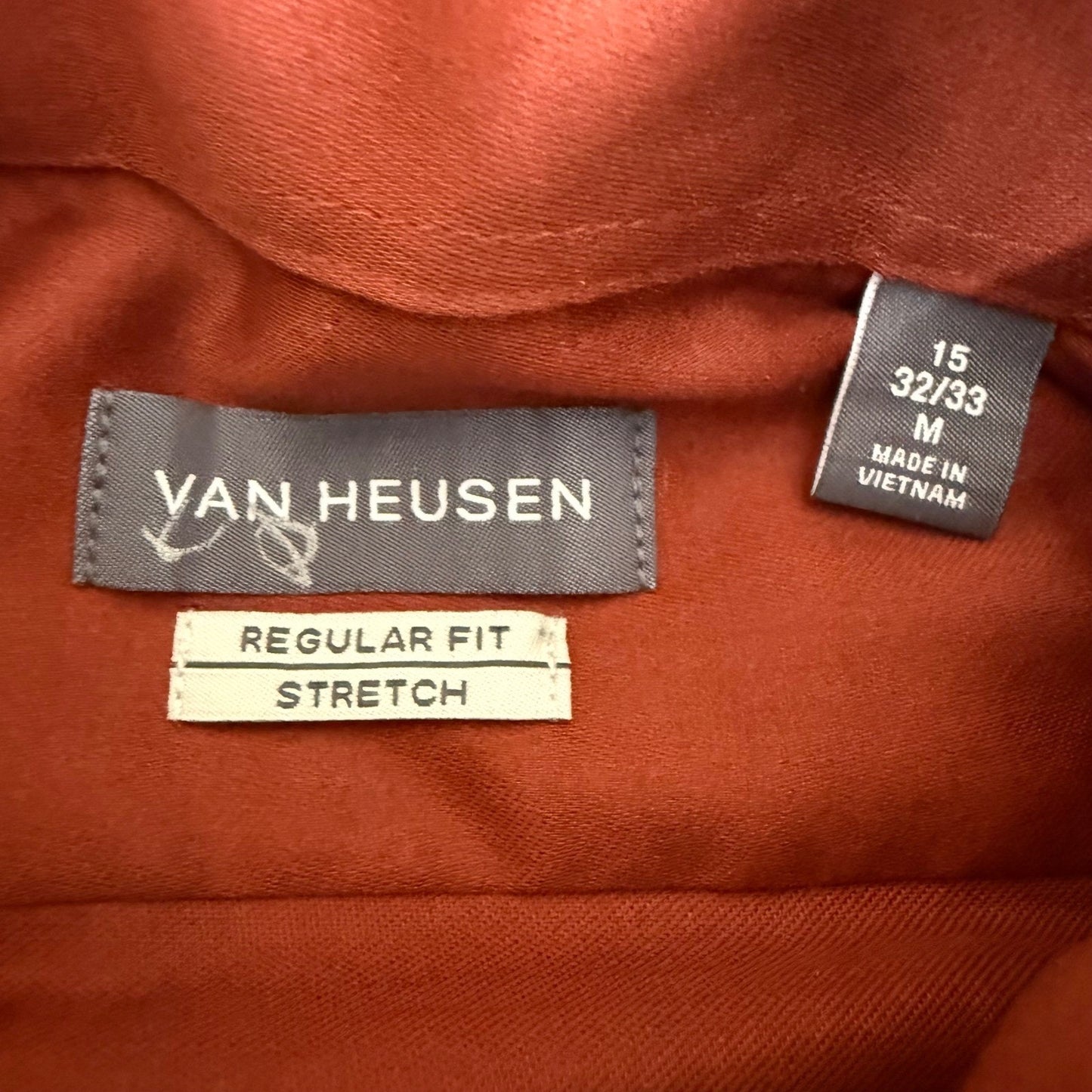 Van Heusen Mens Regular Fit Stretch Dress Shirt Spice 15 32-33 Medium Casual NEW