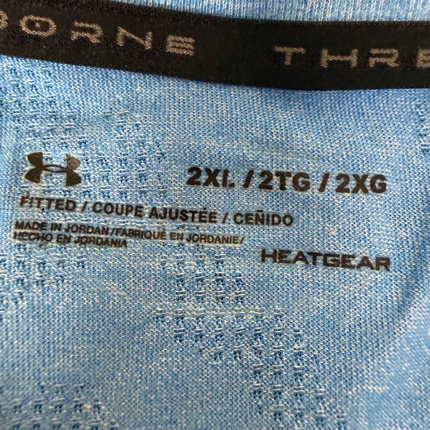 Under Armour Threadborne HeatGear Mens 2XL Blue Camo Long Sleeve Training Shirt