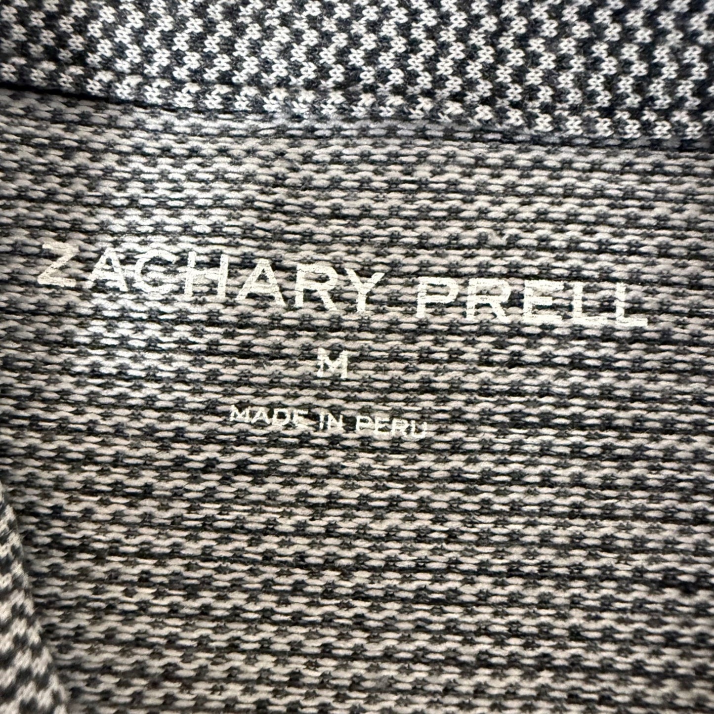 Zachary Prell Mens Grey Micro Pattern Short Sleeve Button Down Shirt Size M
