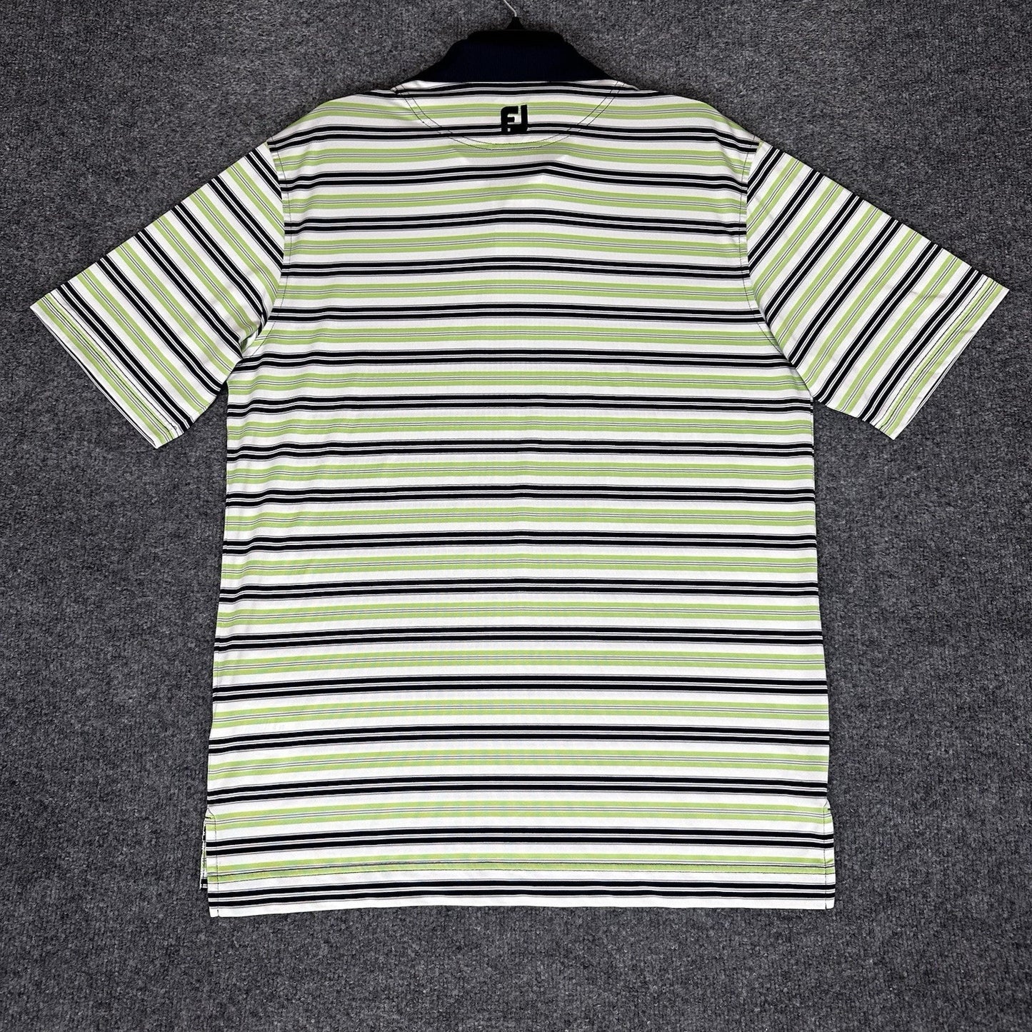 Footjoy Polo Shirt Mens Large Green Striped Athletic Fit FJ Golf Short Sleeve