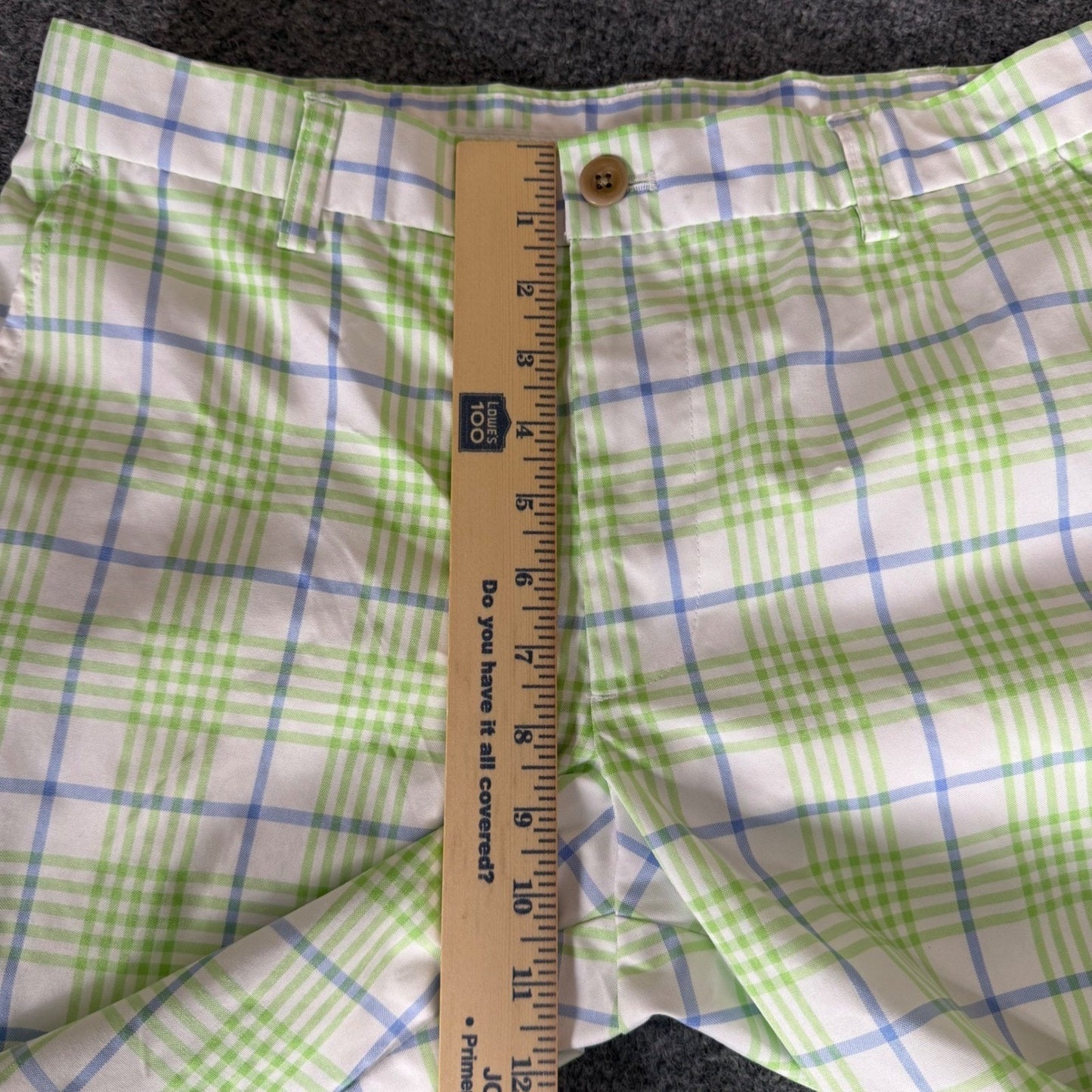 Izod Golf Pants Mens 32x29 Green Blue Plaid Stretch Performance Casual Travel