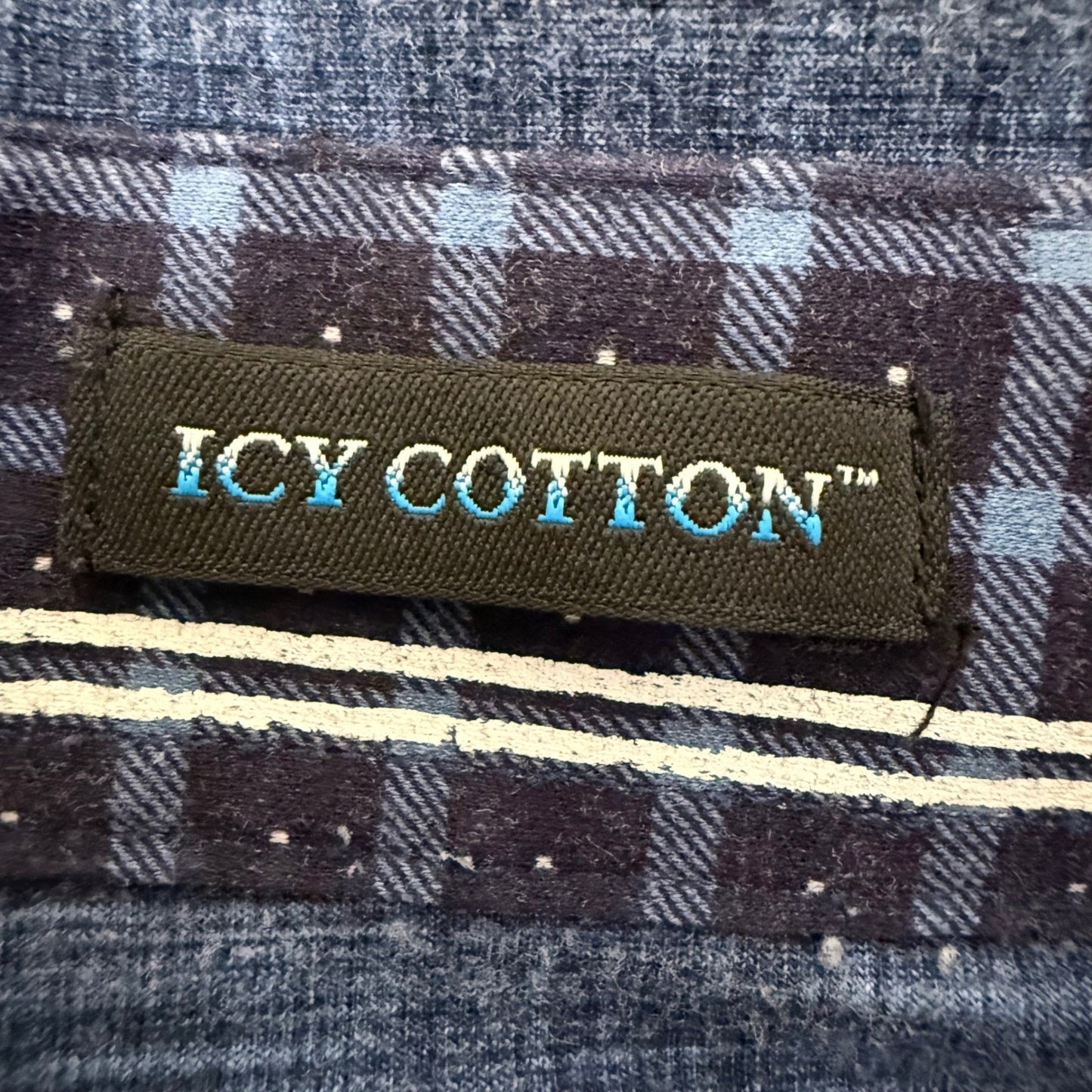 Buttercloth Icy Cotton Shirt Mens L Blue Short Sleeve Button Up Stretch Casual