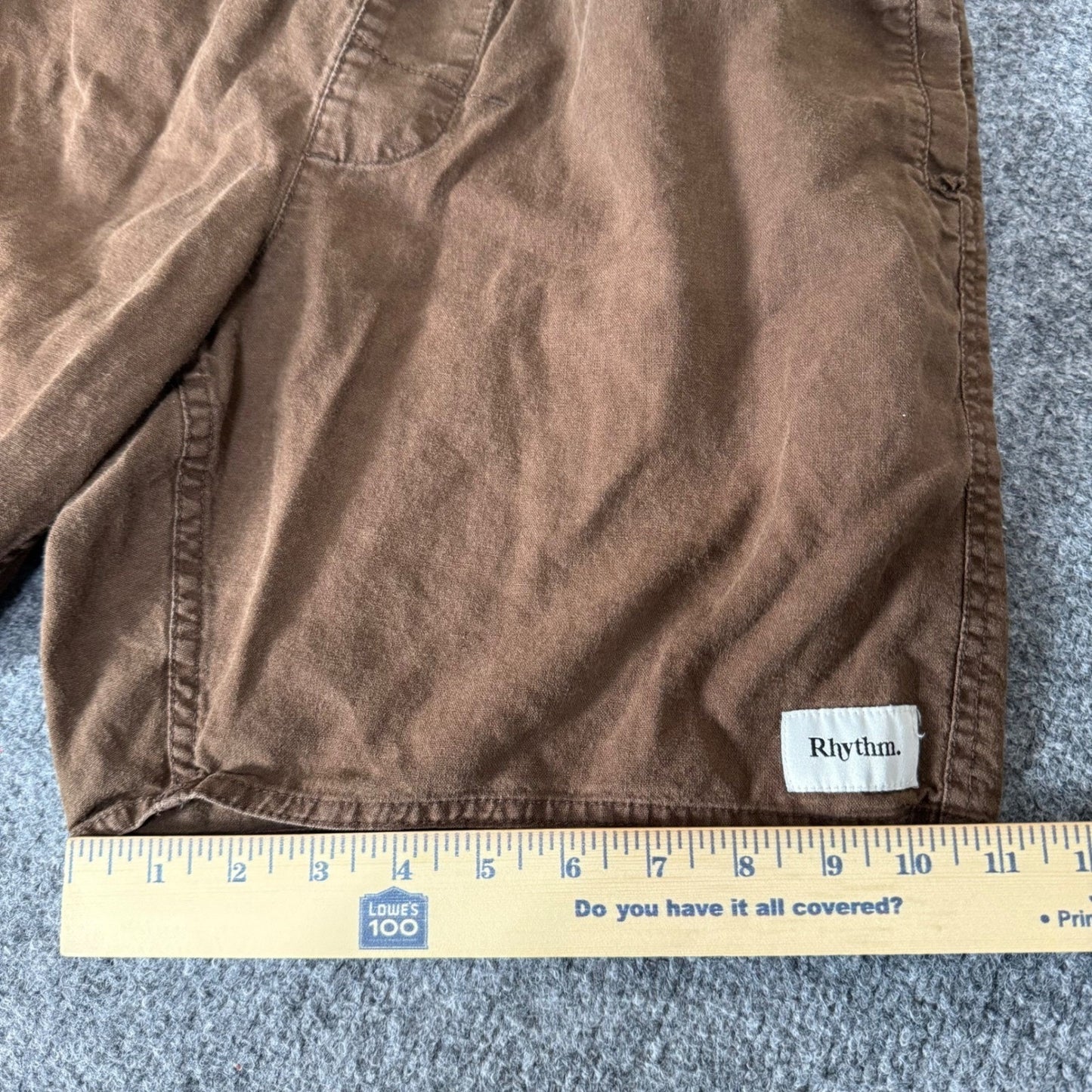 Rhythm. Classics Mens Brown Linen Cotton Blend Drawstring Shorts Size 33