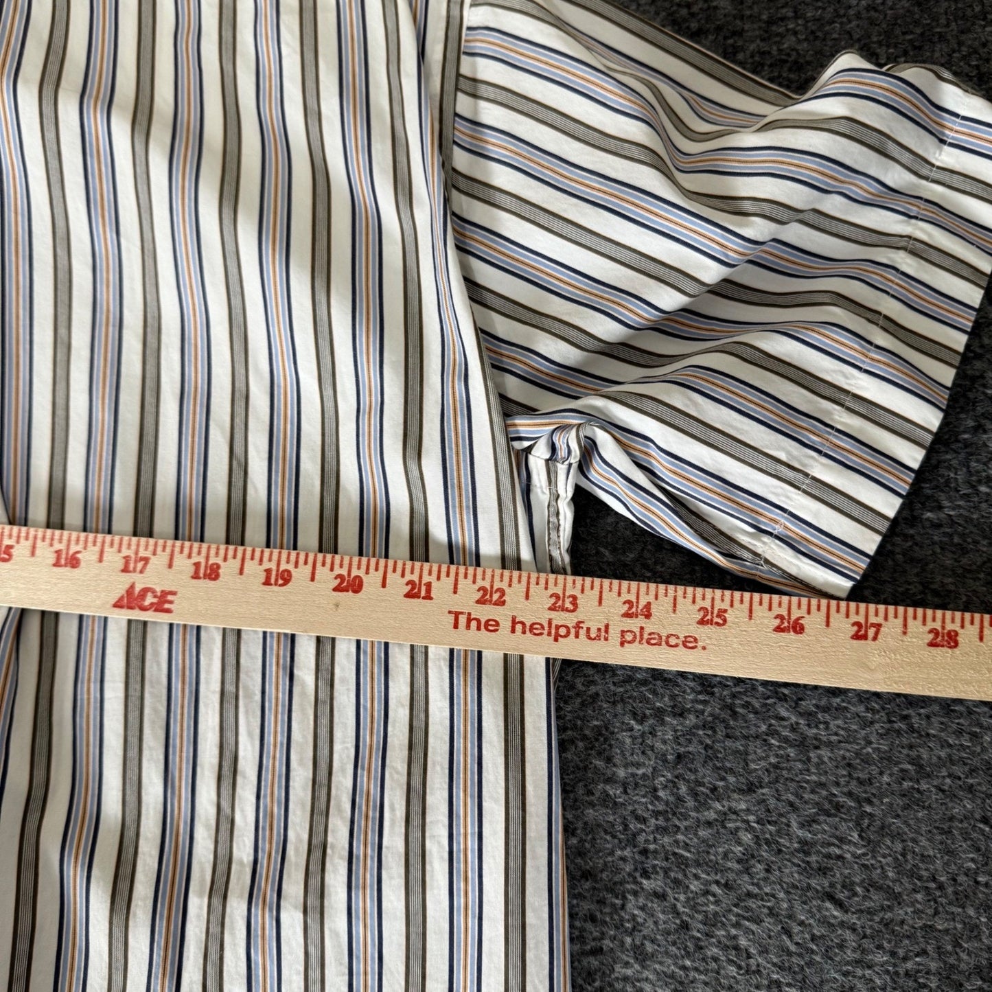 Faconnable Classique Mens Large Short Sleeve Button Down Shirt Striped Cotton L