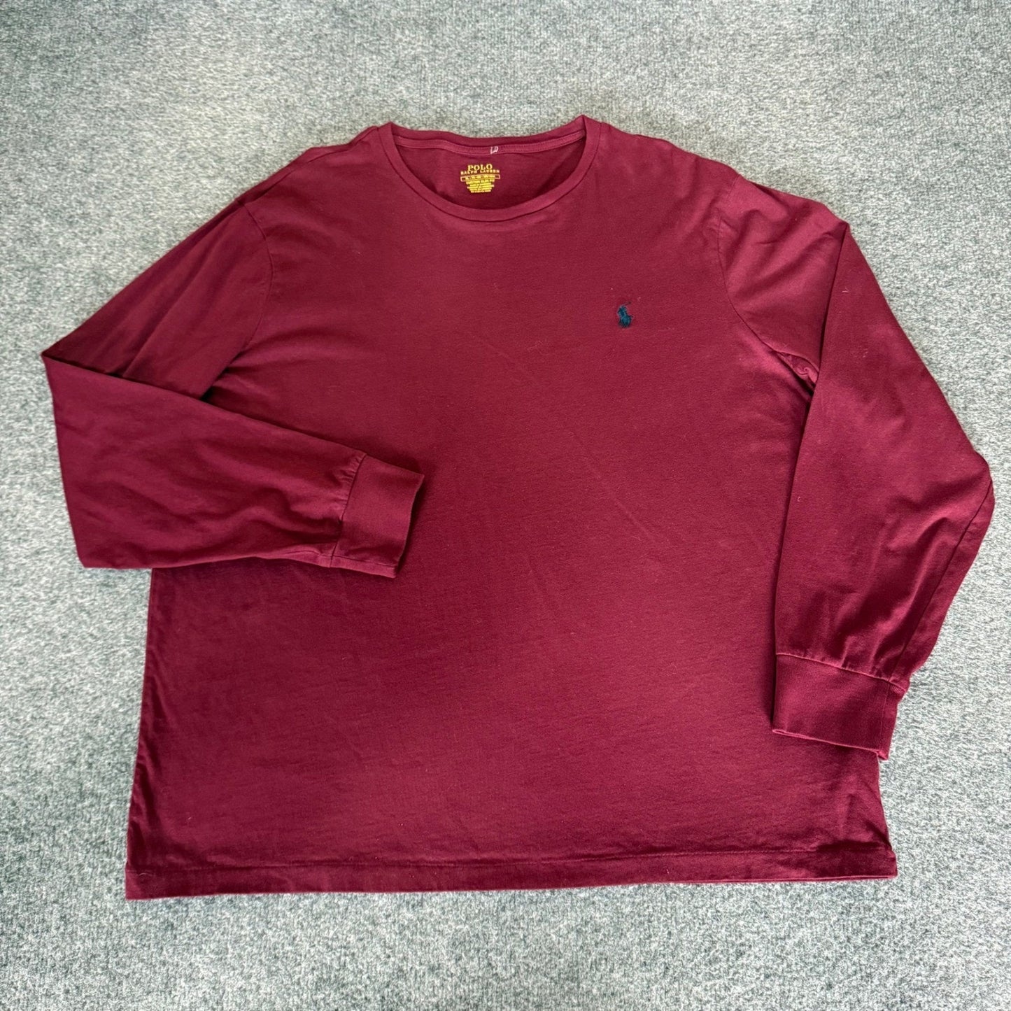 Polo Ralph Lauren Mens XL Slim Fit Long Sleeve T-Shirt Maroon Cotton Casual Tee