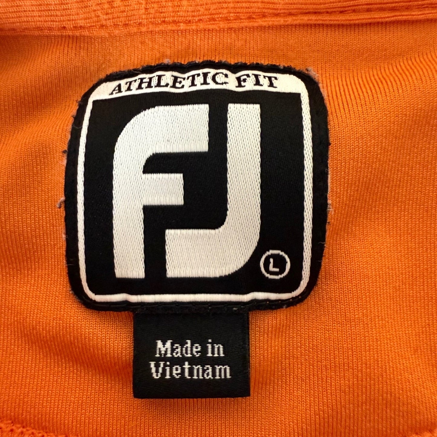 FootJoy Athletic Fit Golf Polo Shirt Moisture Wicking Orange Black Mens Large