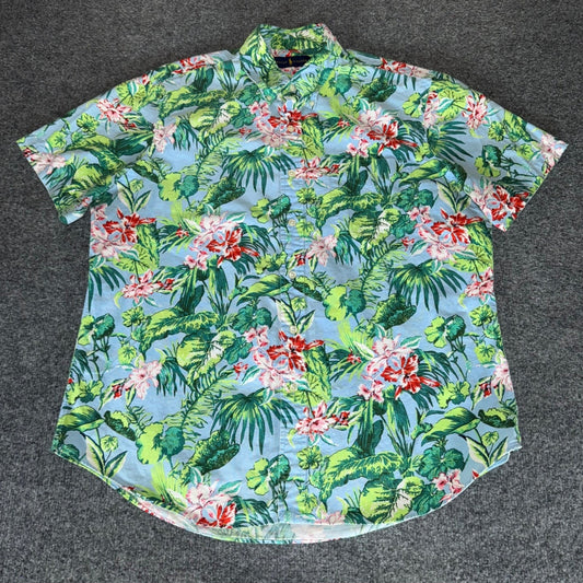 Ralph Lauren Hawaiian Shirt Mens Large Floral Button Down Short Sleeve Casual
