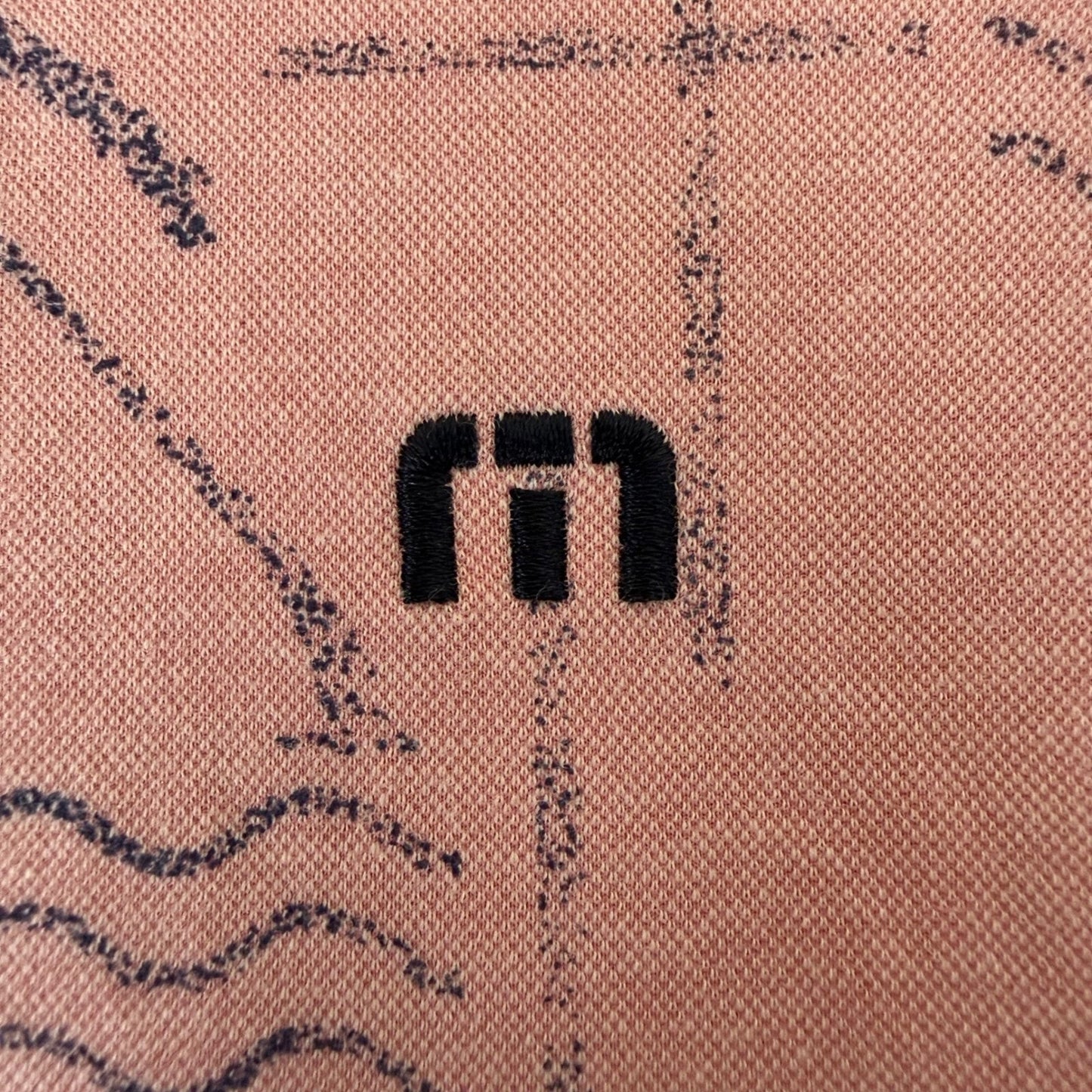 Travis Mathew Polo Shirt Men XXL Pink Palm Tree Golf Short Sleeve Stretch Casual