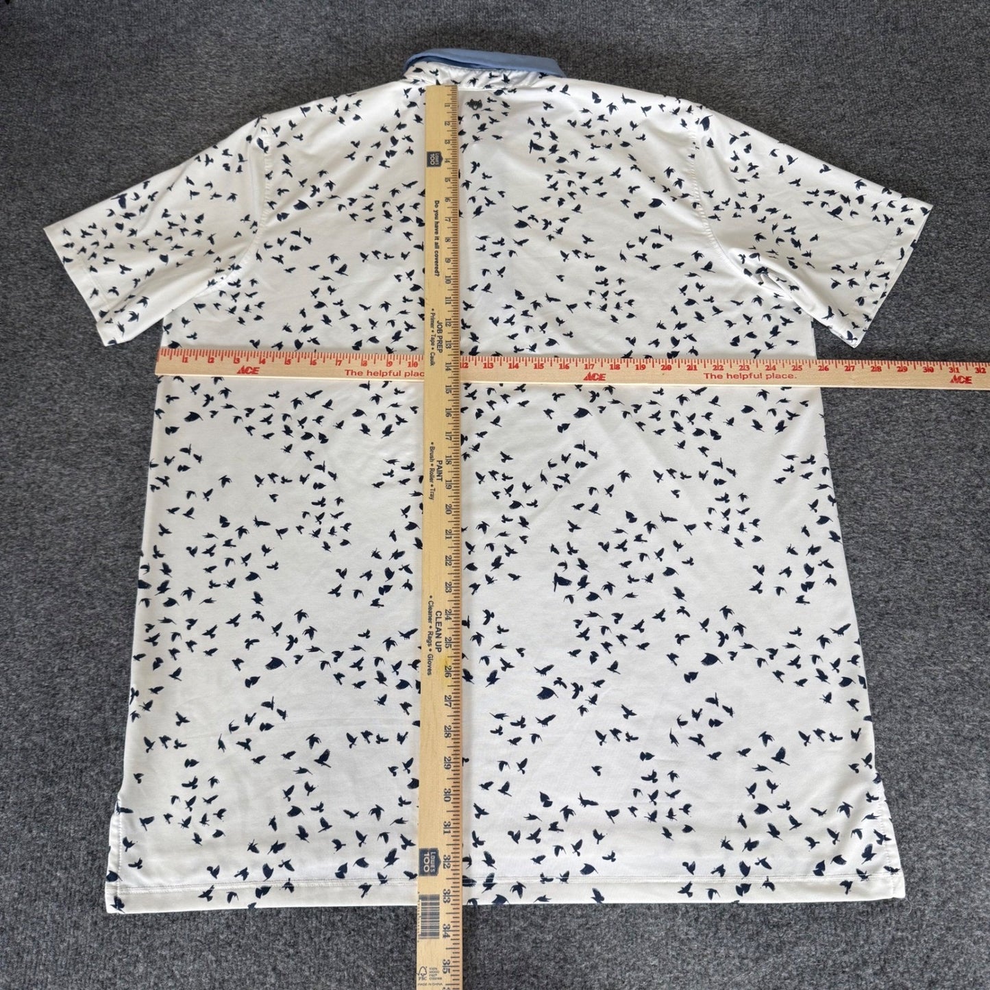 Greyson Golf Polo Shirt Mens XL White Navy Bird Geometric Short Sleeve Sawgrass