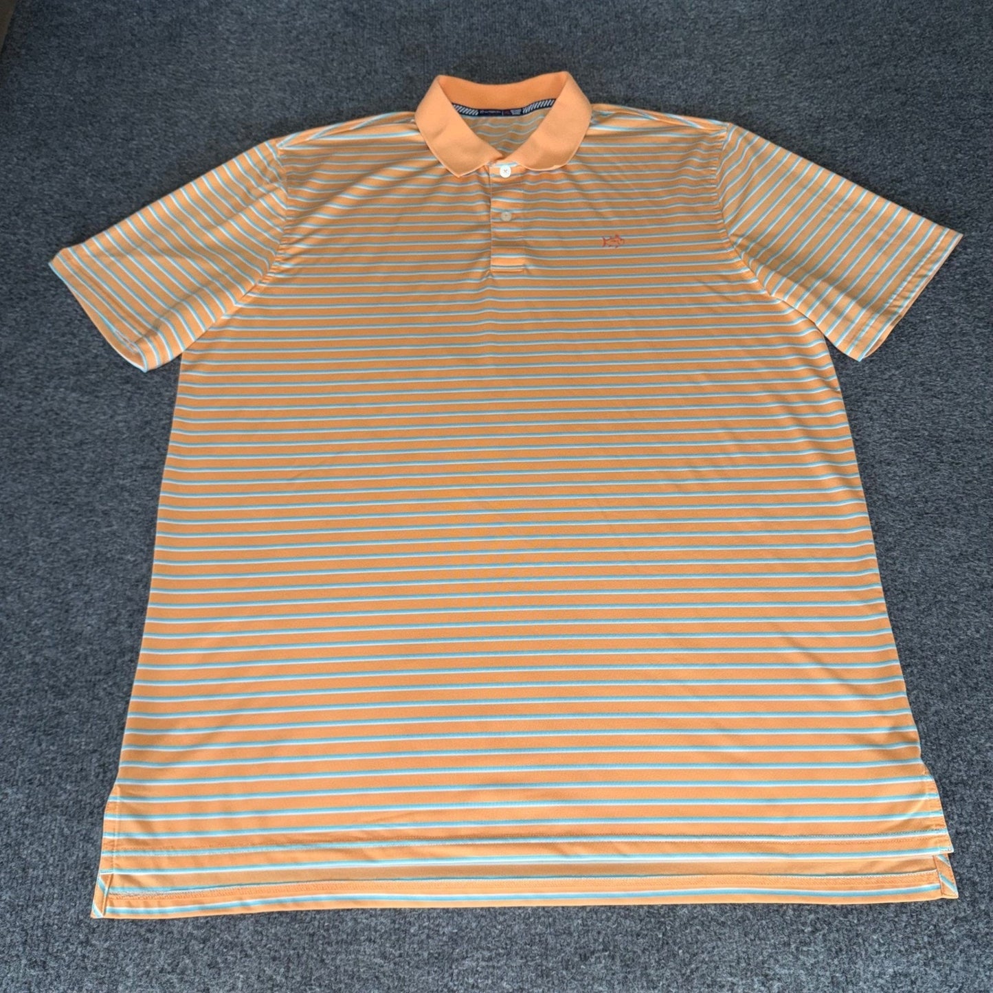 Southern Tide Polo Shirt Men XL Orange Striped Tide To Trail Casual Golf Stretch