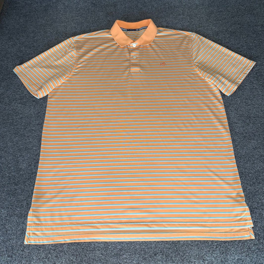 Southern Tide Polo Shirt Men XL Orange Striped Tide To Trail Casual Golf Stretch
