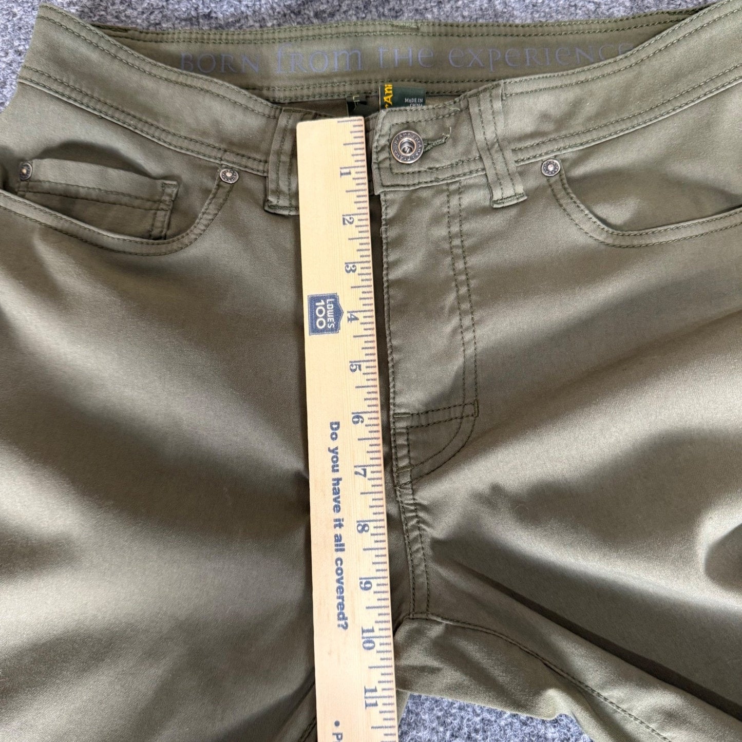 prAna Brion Pant Mens 31x30 (32x29) Green Slim Fit Outdoor Hiking Travel Stretch