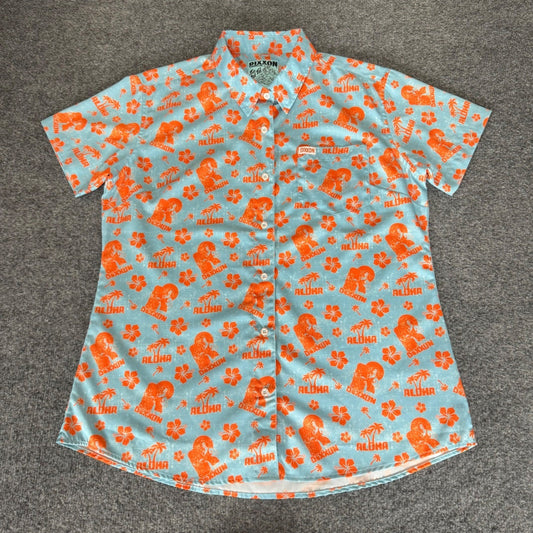 Dixxon Flannel Tai Mai Hawaiian Shirt Womens Large Short Sleeve Aloha Button Up