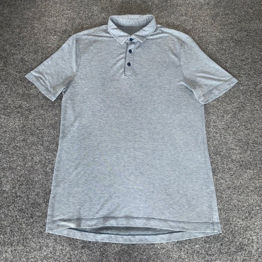 Lululemon Polo Shirt Mens Medium Heather Blue Short Sleeve Performance Stretch