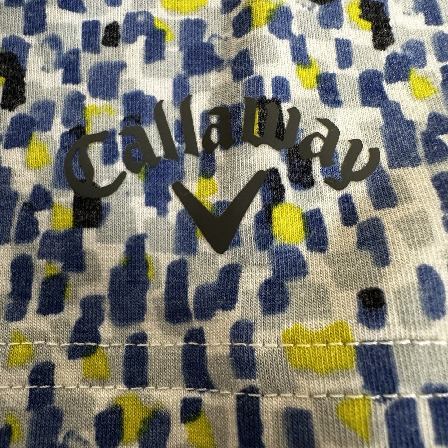 Callaway Polo Shirt Mens M Blue Yellow Geometric Golf Short Sleeve AOP Adult