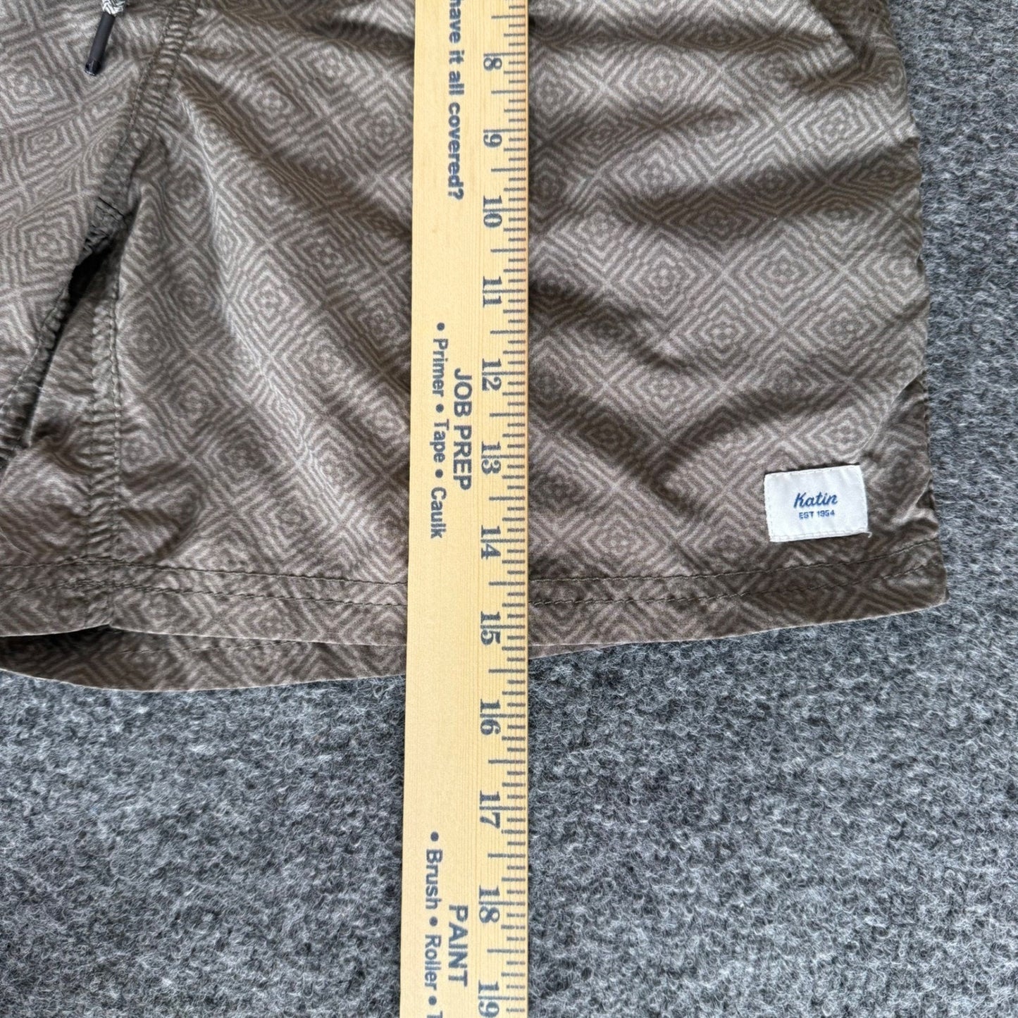 Katin Mens Geometric Diamond Print Swim Trunks Tan Brown Board Shorts Small