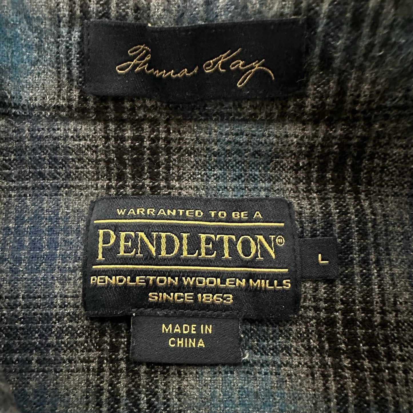 Pendleton Thomas Kay Shirt Mens Large Blue Plaid Button-Down Long Sleeve Casual
