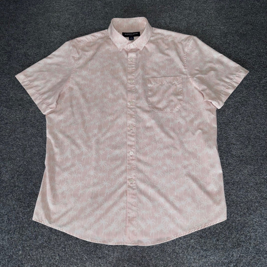 Mizzen+Main Mens Pink Palm Tree Button Down Shirt M Short Sleeve Casual Stretch