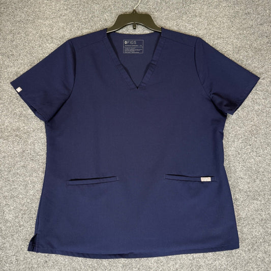 FIGS Casma Scrub Top V-Neck Short Sleeve Medical Nursing Navy Blue Womens XL