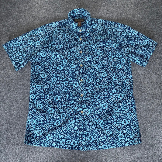 Cooke Street Hawaiian Shirt Mens Small Blue Floral Short Sleeve Button Up Aloha
