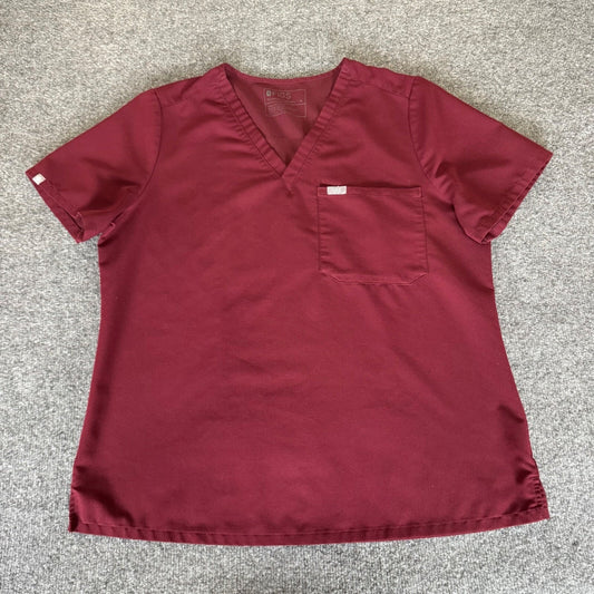 FIGS Catarina Scrub Top Womens XL Burgundy V-Neck Short Sleeve Medical Uniform