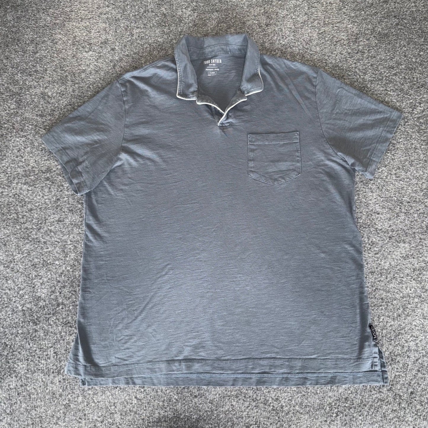 Todd Snyder Homespun Jersey Polo Shirt Mens XL Gray Short Sleeve Top Made in USA