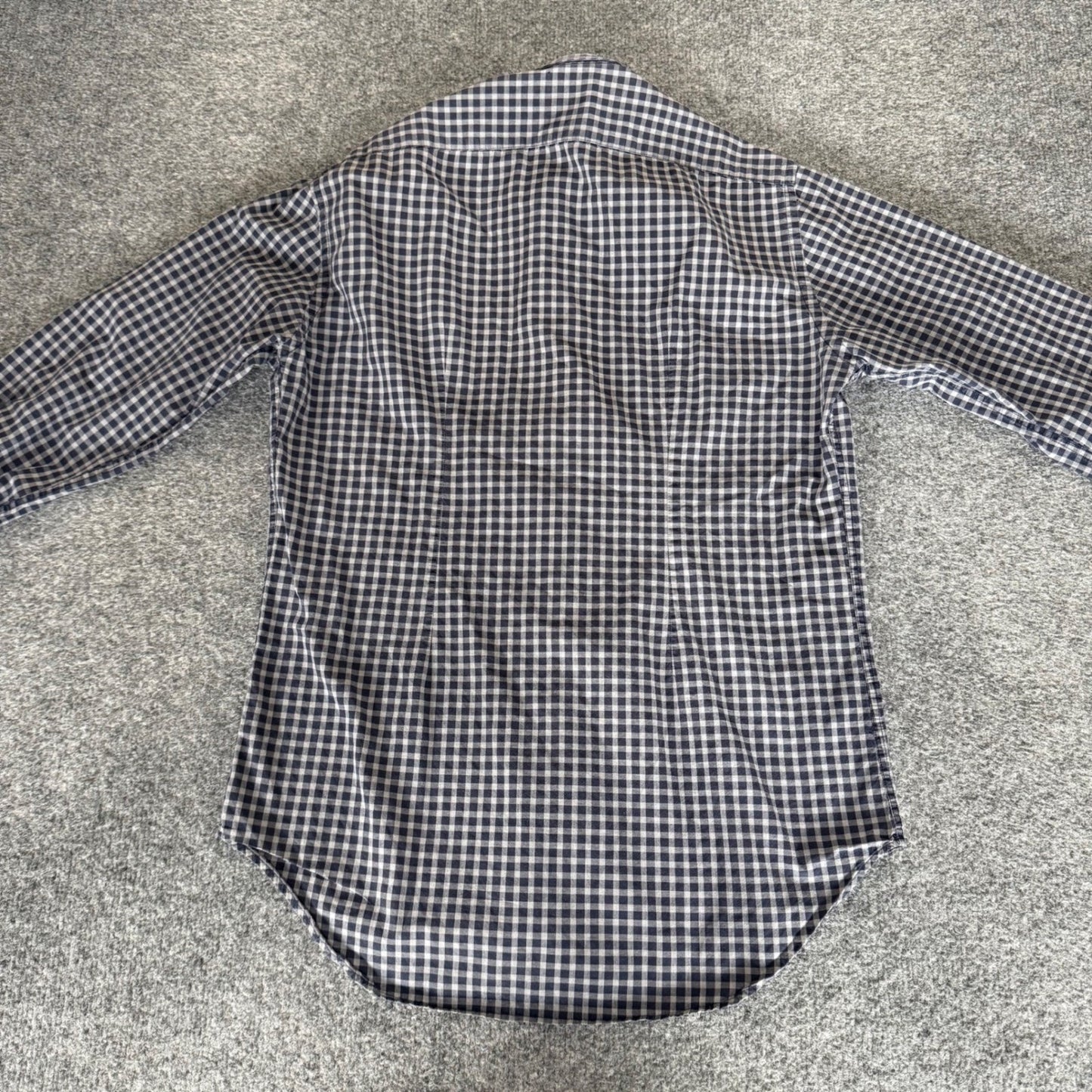 Zara Man Tailored Fit Gingham Button Up Shirt Blue Small Long Sleeve Cotton