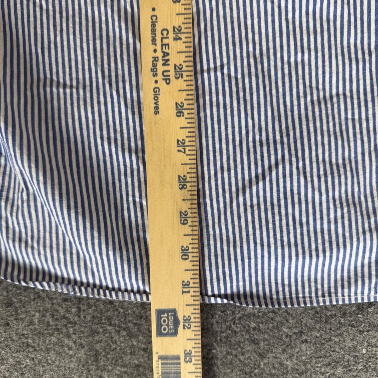 Vintage Chaps Ralph Lauren Mens Blue Striped Button Down Shirt 16.5 32/33 Cotton