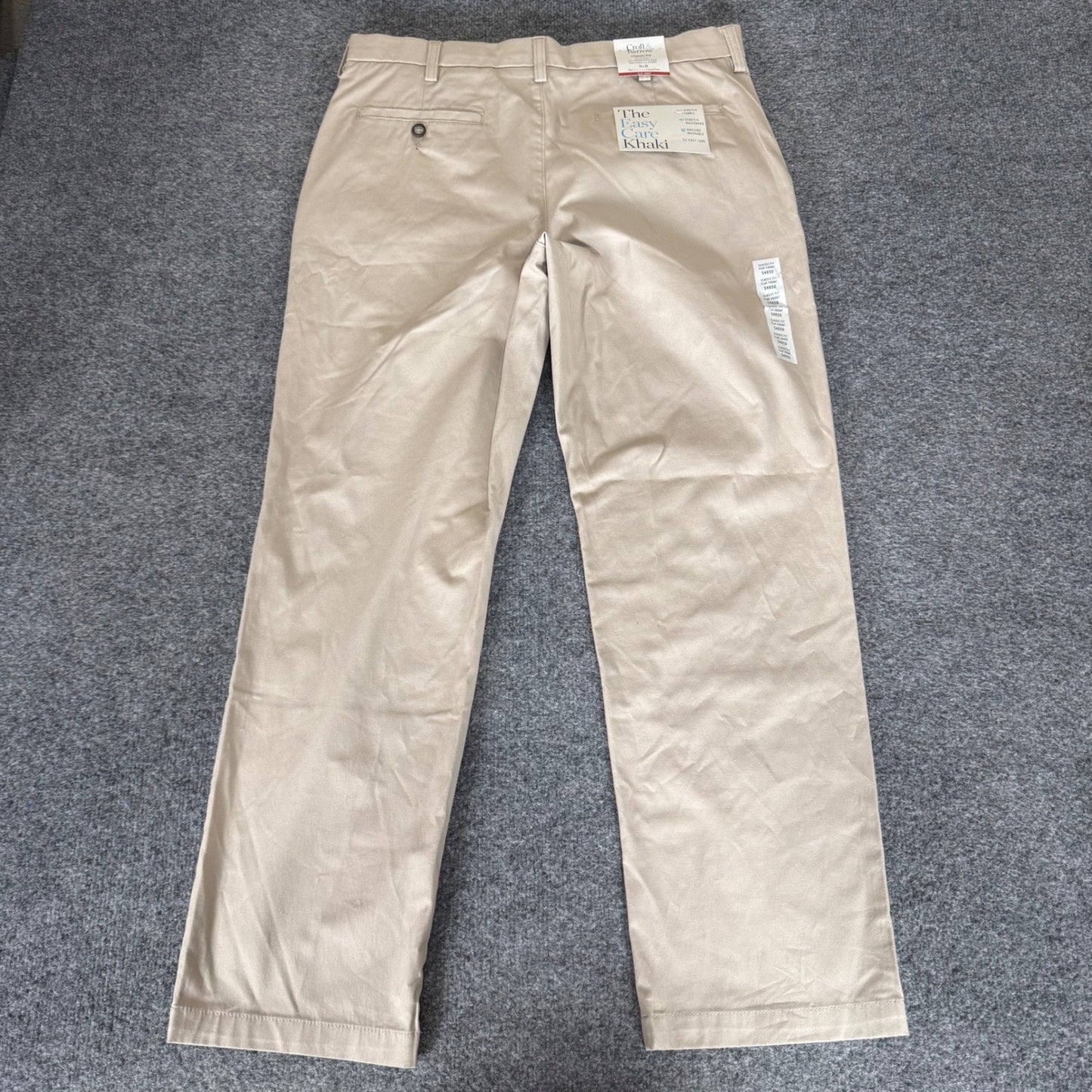 Croft & Barrow Mens 34x30 Easy Care Khaki Classic Fit Flat Front Stretch Pants