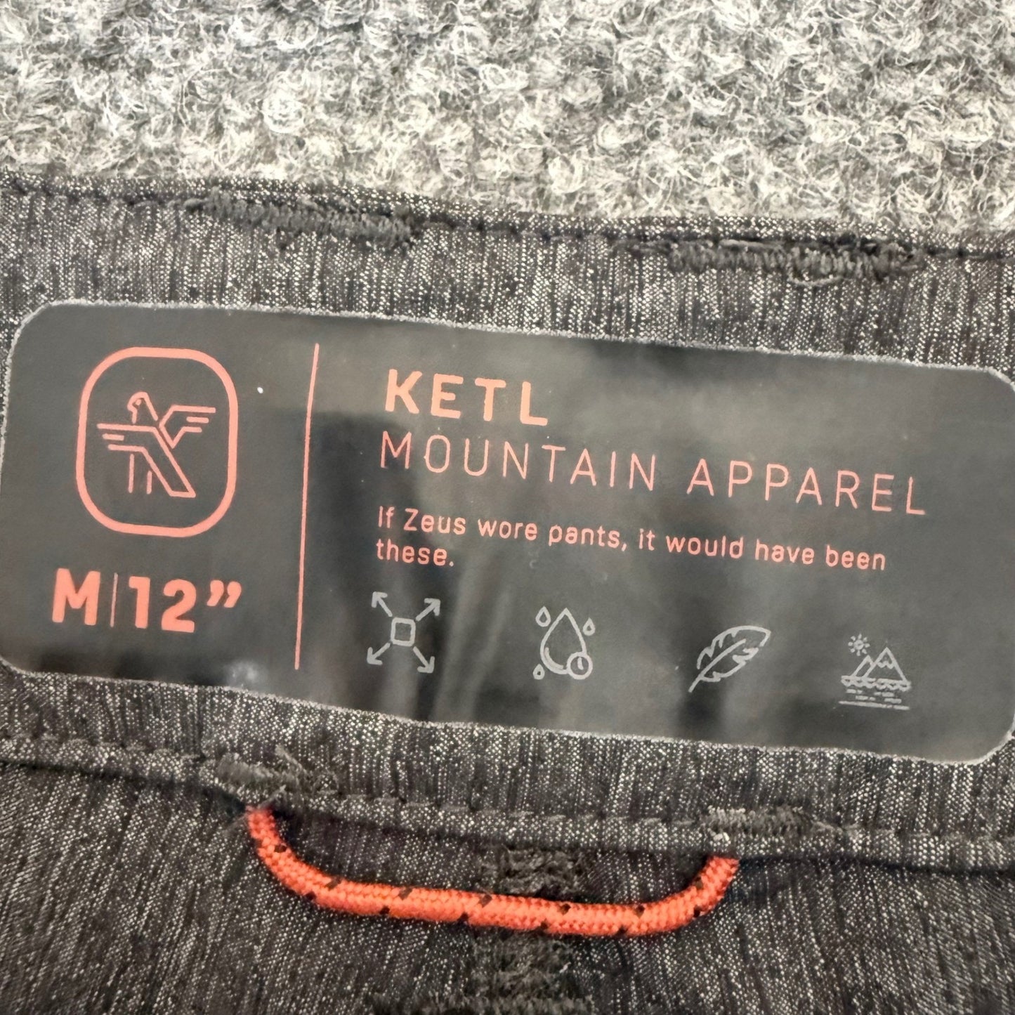 KETL Mountain Apparel Virtu Short Mens Medium Grey Hiking Trail Stretch Outdoor